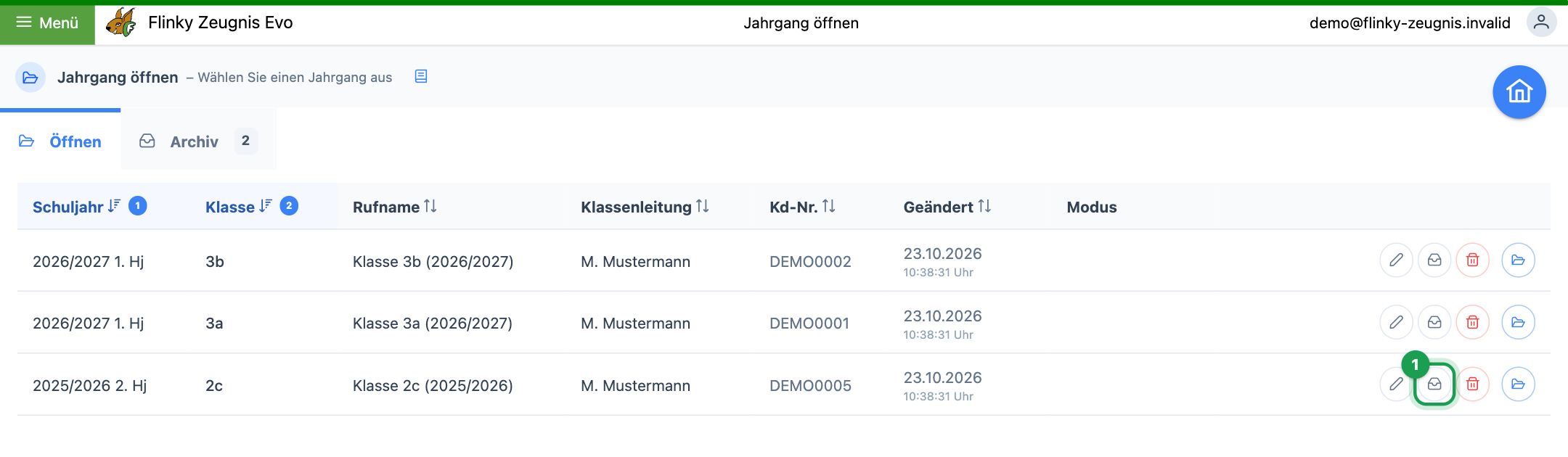Jahrgang öffnen