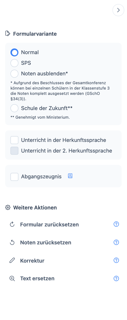 Seitenleiste mit Formularvariante und weiteren Aktionen