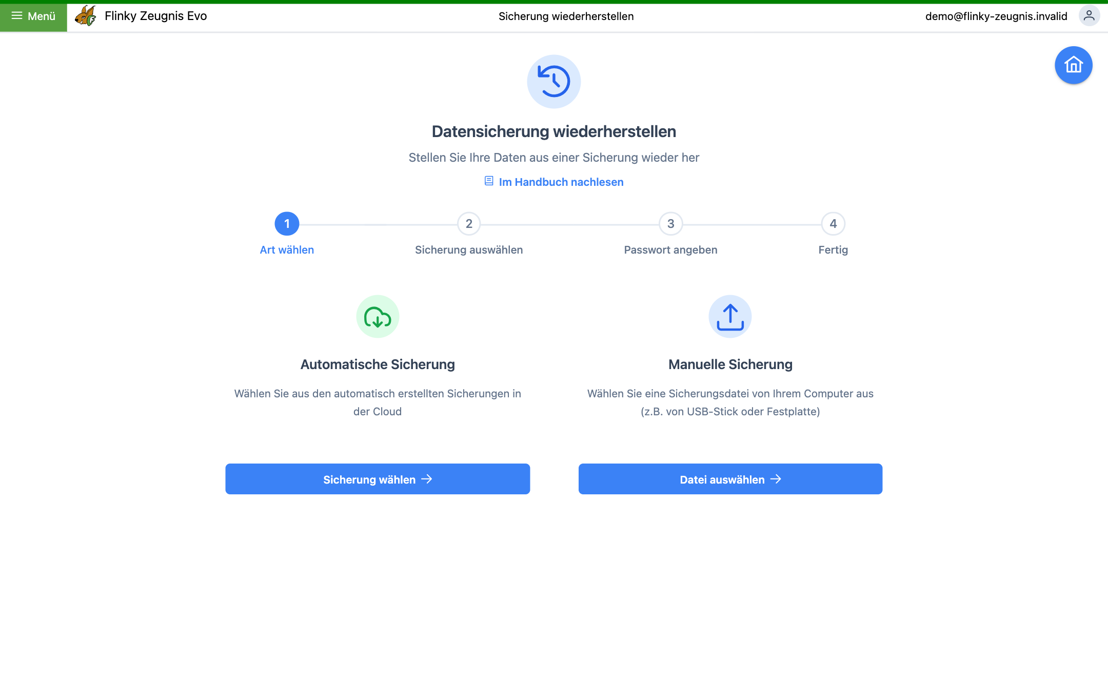Datensicherung wiederherstellen
